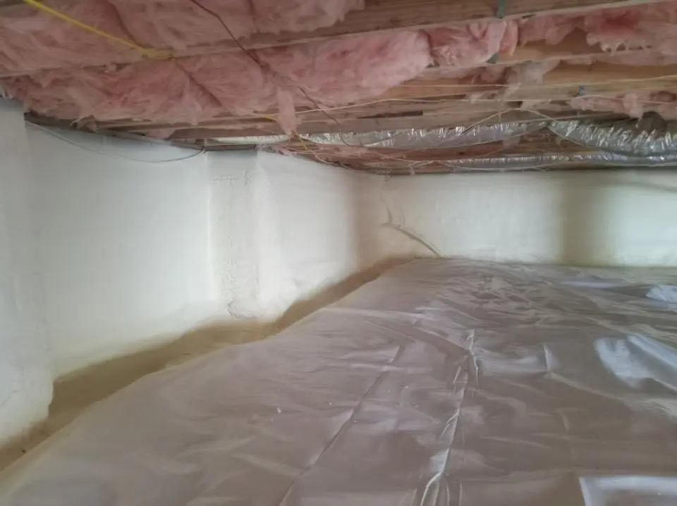 Crawl space encapsulation with closed-cell spray foam for Commercial Roof Restoration in Hendersonville